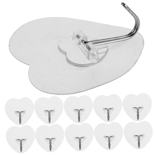 HEALSOPTHY 20 Stück Transparente Selbstklebende Herz Wandhaken ohne Bohren Dekorativ für Küche Bad Schlafzimmer Vielseitige Aufhänger für Handtücher Schlüssel Mäntel von HEALSOPTHY