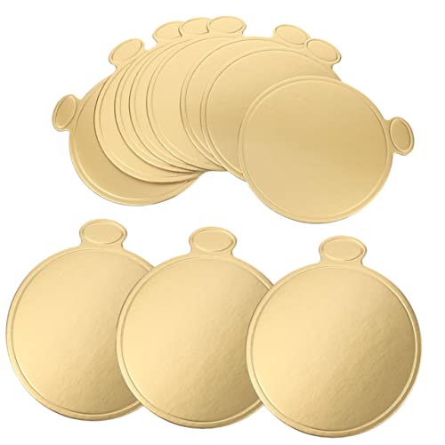 HEALSOPTHY 200 Blatt Goldene Runde Einweg Kuchenunterlagen Stabile Papier Cake Display Bases Mittelgroße Tortenunterlage Für Hochzeit Geburtstag Party Praktische Mousse Cake Boards von HEALSOPTHY