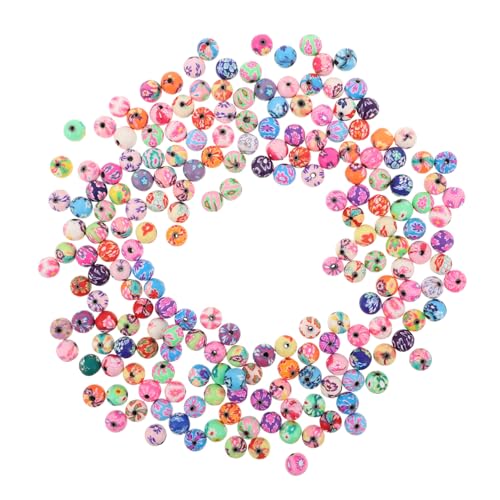 HEALSOPTHY 200 Stück Handperlenmaterial Schmuck Runde Blumenkugelperlen Tonperlen Zum Basteln Bunte Dekorative Perlen Lose Blumenperlen Charms Bunte Lose Perlen Aus Polymerton von HEALSOPTHY