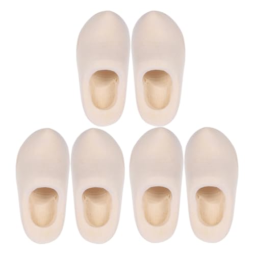 HEALSOPTHY 3 Paare Mini Holzschuh Modell Miniature Holzschuhe für Puppenhaus Deko Unlackierte Holzschuhe Diy Mini Zubehör von HEALSOPTHY