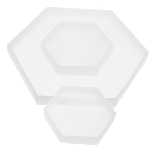 HEALSOPTHY 3 Stück Teiliges Hexagon Silikonform für Epoxidharz Gießen Transparente Flexible DIY Gießform Langlebig Wiederverwendbar Hochglänzend für Schmuckherstellung und Bastelarbeiten von HEALSOPTHY