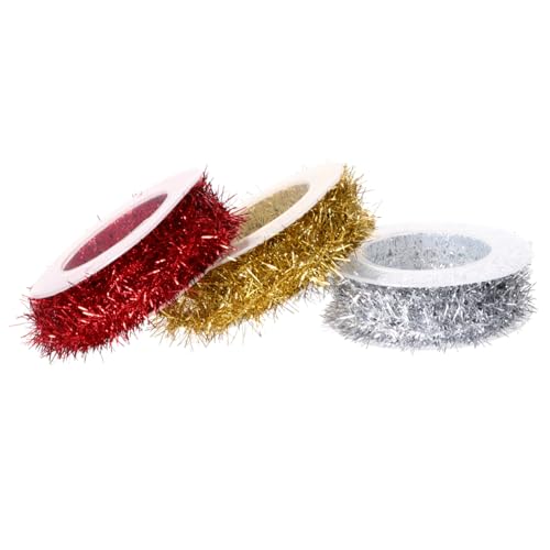 HEALSOPTHY 3 Stück Teiliges Metallic Lametta Girlanden Dünn Flexibel Rot Gold Silber Weihnachtsdeko für Baum Vase DIY Party Festlichkeit von HEALSOPTHY