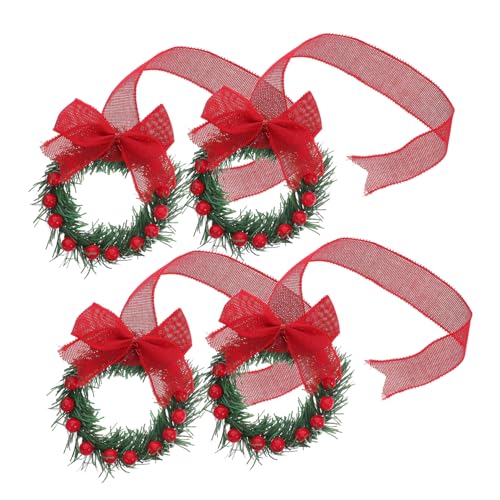 HEALSOPTHY 4 Stück Große Weihnachtskränze mit Roter Schleife Wetterfeste Tür Fensterdekoration Vielseitige Hängende Girlande für Küche Wohnzimmer und Eingangsbereich von HEALSOPTHY