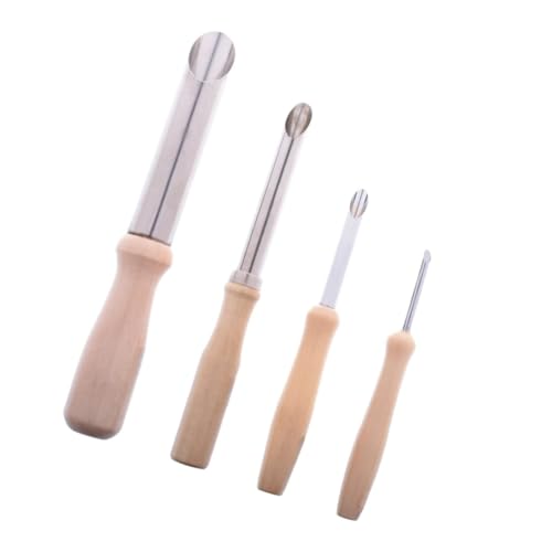 HEALSOPTHY 4 Stück Teiliges Töpferwerkzeug mit Edelstahl lochstanzer und Ergonomischem Holzgriff Rundes Tonmodellierwerkzeug für Präzises Schneiden Formen und Skulpturarbeiten bei von HEALSOPTHY