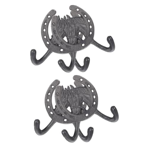HEALSOPTHY 4 Stück Vintage Wandhaken aus Robustem Gusseisen Kreative Doppelhaken für Garderobe Küche Badezimmer Platzsparende Wandmontage Rustikaler Metallhaken für Mäntel Taschen Handtücher von HEALSOPTHY