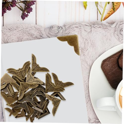 HEALSOPTHY 48 Stück Teiliges Metall Buchecken Vintage Buch Eckenschutz Stabile Randabdeckung für Notizbücher Fotoalben und Ordner Praktische Buchschutzhülle Elegante Buchecken Dekoration von HEALSOPTHY