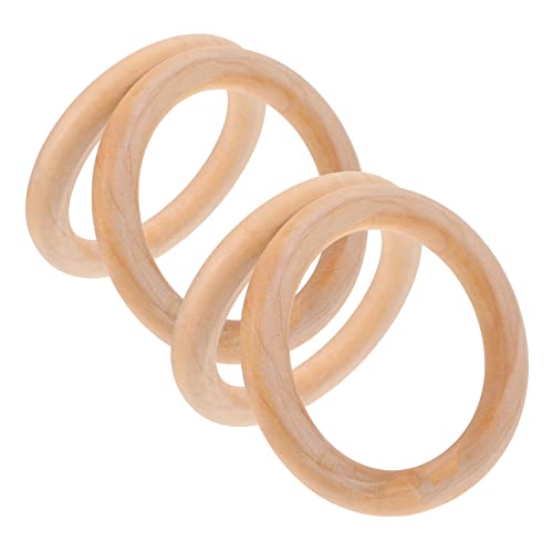 HEALSOPTHY 4Stücke Holz Hängende Ringe Runde DIY Ringe für Handtaschen Holzgriffe Natürliche Farbe für Handwerksprojekte und Taschenzubehör von HEALSOPTHY