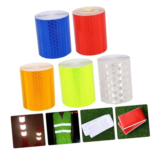 HEALSOPTHY 5 Rollen Reflektierendes Klebeband Selbstklebend Mehrfarbiges Haftband mit Kristallfarbenem Raster Stark Haftender Rückstandsfrei Entfernbarer Autoaufkleber für Verkehrsschilder HEALSOPTHY 5 Rollen Reflektierendes Klebeband Selbstklebend Mehrfarbiges Haftband mit Kristallfarbenem Raster Stark Haftender Rückstandsfrei Entfernbarer Autoaufkleber für Verkehrsschilder von HEALSOPTHY
