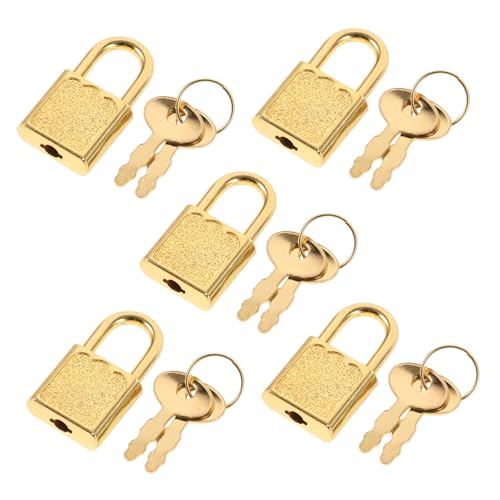 HEALSOPTHY 5 Sätze Vintage Metall Padlock mit Schlüssel Robustes Schatztruhe Schloss Zubehör Antikes Kastenverschluss Ersatzteil Geeignet für Holzkisten und Geschenkboxen Langlebig und von HEALSOPTHY