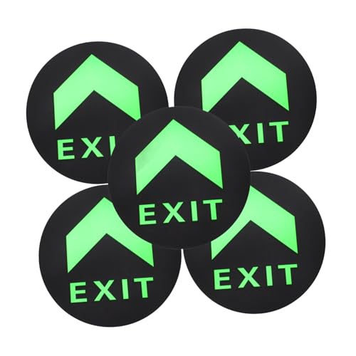 HEALSOPTHY 5 Stück Teiliges Exit Sign mit Leuchtenden Bodenaufklebern Fluoreszierende Notausgangsmarkierungen Selbstklebende Reißfeste Sicherheitszeichen für Fluchtwege Einfache Montage von HEALSOPTHY