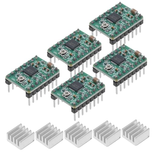 HEALSOPTHY 5 Stück Teiliges Stepper Motor Treiber Modul mit Kühlkörper Einstellbare Stromregelung Auflösungen Kompatibel für Drucker und Kleine Cnc Maschinen Schutzfunktionen Integriert von HEALSOPTHY