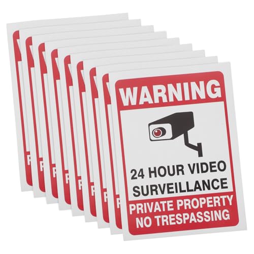 HEALSOPTHY 50 Blatt Selbstklebende Warnaufkleber Videoüberwachung Hinweis Sticker Verschleißfest für Innen Außen Bereich Privater Bereich Zugang Verboten von HEALSOPTHY