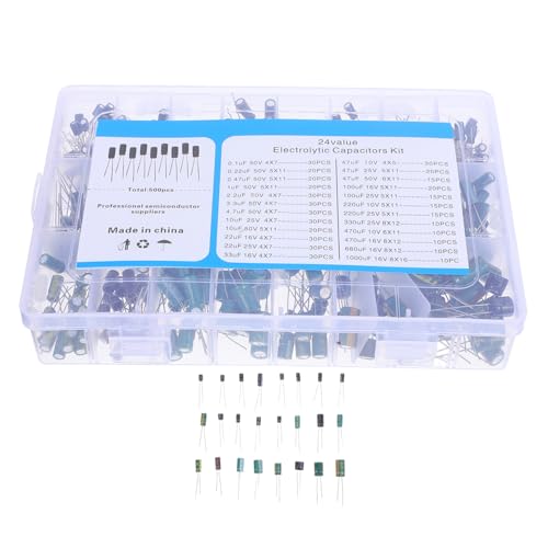 HEALSOPTHY 500 Stück Teiliges Elektrolytkondensator-sortiment Μf-µf Aluminium Kondensatoren mit Aufbewahrungsbox für Elektronikreparatur Stabile Schaltkreise Hohe Temperaturbeständigkeit von HEALSOPTHY