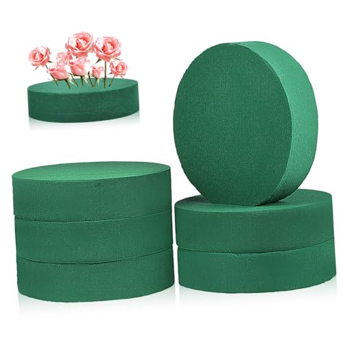 HEALSOPTHY 6 Stück Runde Steckschwamm Blöcke Nasssteckschaum für Blumenarrangements DIY Floristik Feuchtigkeitsspeicher Bastelzubehör für Hochzeiten Geburtstage Partydekoration von HEALSOPTHY