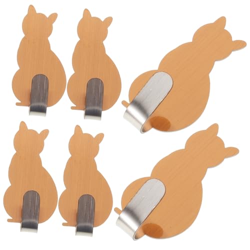 HEALSOPTHY 6 Stück Teiliges Selbstklebende Katzen wandhaken aus Edelstahl Rosegold Starke Haftung Belastbar Platzsparend für Handtücher Kleidung Tür Wandmontage von HEALSOPTHY