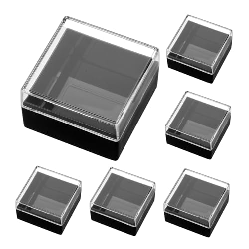 HEALSOPTHY 6 Stück Teiliges Specimen Display Box Transparente Aufbewahrungsboxen mit Schwarzem Boden Kratzfest Stoßfest Wiederverwendbar für Mineralien und von HEALSOPTHY