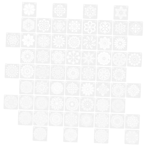 HEALSOPTHY 64 Stück Teiliges Mandala Schablonen Kleine Portable Filigrane Vorlagen für Wand Möbel und Stoffmalerei Wiederverwendbar Geeignet für Acrylfarben Schwamm und Pinseltechniken von HEALSOPTHY