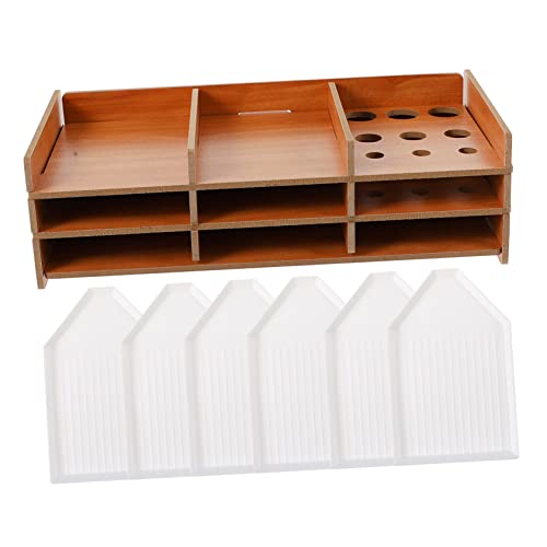 HEALSOPTHY 7 Stück Diamant malerei Halterung Veranstalter Inhaber Tablett-Organizer groß Zubehör goldschmiede Werkzeug Diamond Art Diamantmalerei Halter Speicherplatte Plastikteller Holz von HEALSOPTHY