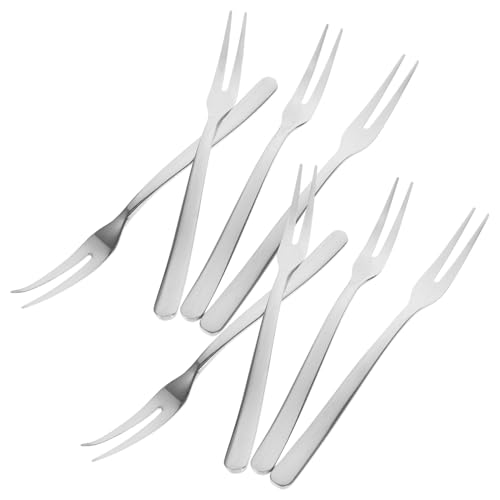 HEALSOPTHY 8 Stück Teiliges Kleine Obstgabeln für Vorspeisen Dessert Salat Rostfrei Elegant für Party Buffet und Tischdekoration von HEALSOPTHY