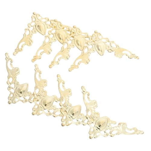 HEALSOPTHY 80 Stück Vintage Metall Buch Eckenschutz mit Hohlmuster Dekorative Schützende Buch Album Ecken Leicht Einfach zu Montieren für Scrapbooking Fotoalben DIY Projekte Gelb von HEALSOPTHY