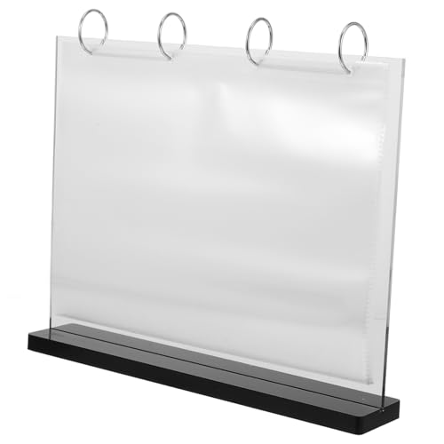 HEALSOPTHY Acryl Menühalter mit Holzfuß Doppelseitiger Aufsteller mit Seiten Klarsichthüllen Langlebiger Menüständer für Gastronomie Cafés Flexibler Dokumentenhalter von HEALSOPTHY