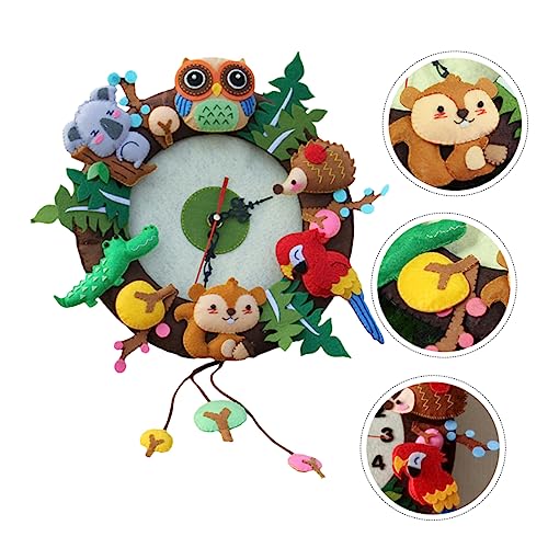 HEALSOPTHY DIY Tier Party Wanduhr Materialset Vliesstoff Cartoon Basteltasche zum Selbermachen Handgefertigte Deko für Wohnzimmer Küche Büro und Geburtstag von HEALSOPTHY