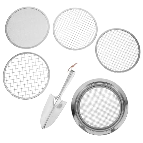HEALSOPTHY Edelstahl Bodensieb mit Wechselbaren Maschenweiten Robuster Gartensieb für Kompost Bodenfiltration Gartenarbeit und Bonsai Pflege Mit Schaufel Langlebiges Gartentool von HEALSOPTHY