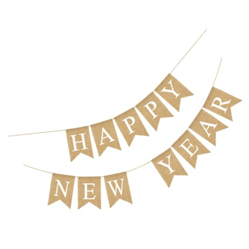 HEALSOPTHY Festliche Neujahrs Deko Wimpelkette aus Leinen Wiederverwendbares Party Hängeschmuck Langlebig und Sicher für Silvester und Familienfeiern Farbenfrohe Hängefahnen zur von HEALSOPTHY