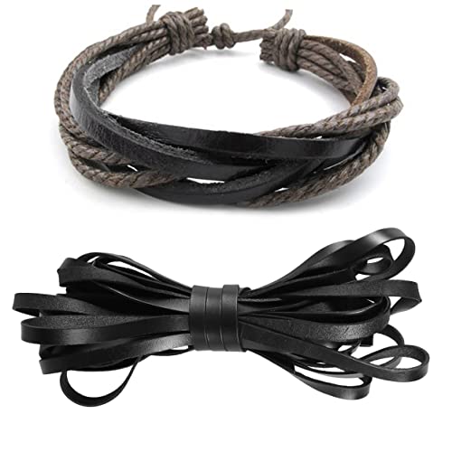 HEALSOPTHY Flaches Rindslederseil Echtes Lederschnüre Schmuckherstellungsseil DIY-zubehör Für Armbänder Halsketten Und Perlen Braun Und Schwarz HEALSOPTHY Flaches Rindslederseil Echtes Lederschnüre Schmuckherstellungsseil DIY-zubehör Für Armbänder Halsketten Und Perlen Braun Und Schwarz von HEALSOPTHY