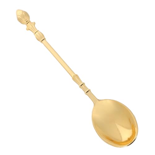 HEALSOPTHY Goldene Mini Dessertlöffel Langlebiger Legierung Kompakte Espressolöffel für Kaffee Tee und Kleine Portionen Design Leicht zu Reinigen für Latte Macchiato und Desserts von HEALSOPTHY