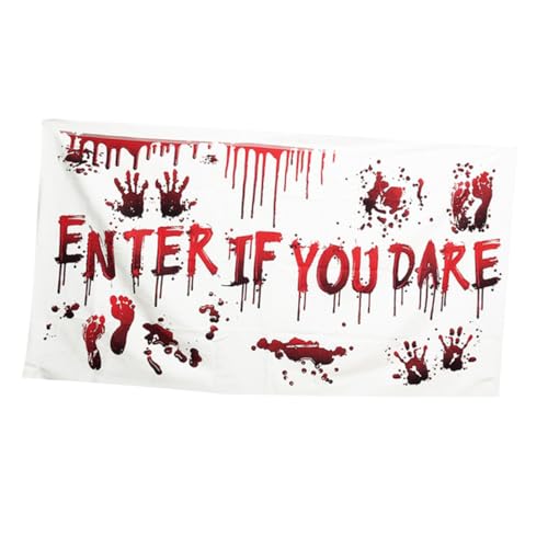 HEALSOPTHY Halloween Tischdecke mit Blutrotem Banner Enter If You Dare Hintergrunddeko für Gruselige Party Tischdekoration Halloween Themen Layout Zubehör HEALSOPTHY Halloween Tischdecke mit Blutrotem Banner Enter If You Dare Hintergrunddeko für Gruselige Party Tischdekoration Halloween Themen Layout Zubehör von HEALSOPTHY