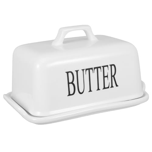 HEALSOPTHY Keramik Butterdose mit Deckel Luftdichtes Buttergefäß Großer Butterbehälter aus Keramik für Zuhause und Restaurant Eleganter Butterhalter mit Stilvollem Porzellan Design von HEALSOPTHY