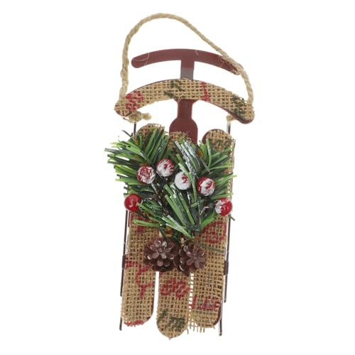 HEALSOPTHY Kleine Weihnachtsbaum Hängeschlitten Dekoration aus Langlebigem Leinen Realistische Textur Bruchsicher Wiederverwendbar Festlicher Weihnachtsschmuck für Tisch und Baum von HEALSOPTHY