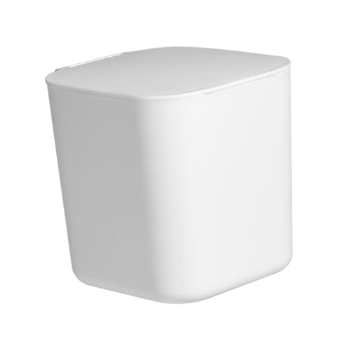 HEALSOPTHY Kleiner Desktop Mülleimer mit Deckel Kompakter Aufbewahrungskorb für Schreibtisch Praktische Mini mit Einfacher Klappfunktion für Büro und Wohnräume Weiß von HEALSOPTHY