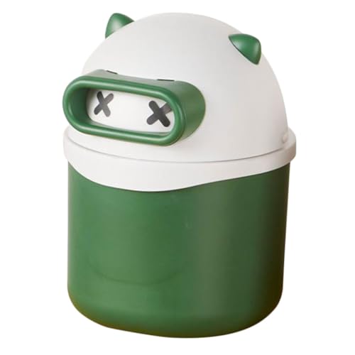 HEALSOPTHY Mini Desktop Mülleimer mit Deckel Niedlicher Panda Tischabfallbehälter aus Robustem Platzsparend für Büro Badezimmer Küche Kompakter Müllbehälter für Schreibtisch und Auto von HEALSOPTHY