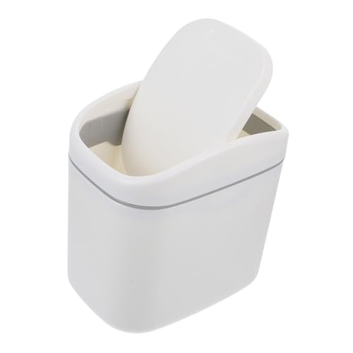 HEALSOPTHY Moderner Desktop Mülleimer mit Klappdeckel Kleine Tragbare Abfallbehälter aus Robustem Kunststoff Stilvoller und Praktischer Tischpapierkorb für Büro Schlafzimmer Wohnzimmer Weiß HEALSOPTHY Moderner Desktop Mülleimer mit Klappdeckel Kleine Tragbare Abfallbehälter aus Robustem Kunststoff Stilvoller und Praktischer Tischpapierkorb für Büro Schlafzimmer Wohnzimmer Weiß von HEALSOPTHY