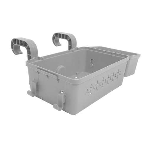 HEALSOPTHY Portabler Kunststoff Poolkorb mit Haken Strapazierfähiger Aufbewahrungskorb aus Wetterfest und Vielseitig für Handtücher und Poolzubehör Einfache Montage Grauer Outdoor Organizer von HEALSOPTHY
