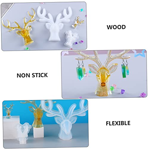 HEALSOPTHY Silikonform Hirschgeweih Bastelset Flexible DIY Epoxidharz Gießform für Weihnachtsdeko Schmuckhalter Wiederverwendbar Leicht zu Reinigen Halterung Großes von HEALSOPTHY