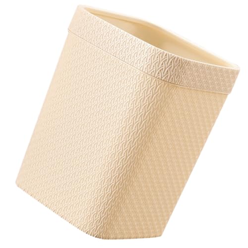 HEALSOPTHY Simulierter Rattan Desktop Mülleimer Eckiger Haushaltsabfalleimer Große Kapazität Schlanker Tischabfallbehälter Für Bad Küche Wohnzimmer In Aprikose von HEALSOPTHY