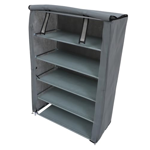 HEALSOPTHY Stufiger Schuhschrank mit Staubschutz Kompakter Schuhregal Organizer aus Robustem Material Platzsparend für Flur Schlafzimmer Schrank und Eingangsbereich Einfache Montage von HEALSOPTHY