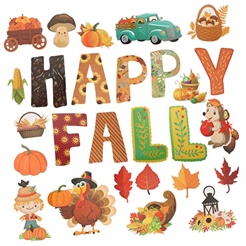 HEALSOPTHY Thanksgiving Papierdeko Set mit Bunten Herbst Motiven Vielseitig für Klassenzimmer Bulletin Boards Fenster und Diy Bastelprojekte Vielfältiger Papierschneide Dekorationen von HEALSOPTHY
