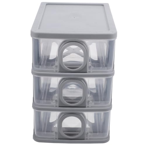HEALSOPTHY Transparente Stapelbare Desktop Aufbewahrungsbox mit Bruchsicher Leichtes Verschleißfestes Material Praktischer Organizer für Büro Kosmetik und Kleinteile von HEALSOPTHY