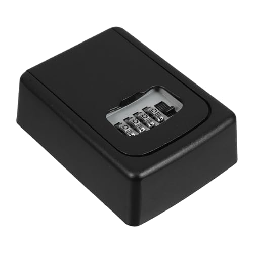 HEALSOPTHY Wandmontierte Outdoor Schlüsselbox aus Metall mit Zahlenschloss Schwarzer Schützender Schlüsselsafe für Sicheres Aufbewahren Großer Stauraum Robust und Diebstahlsicher für Zuhause von HEALSOPTHY