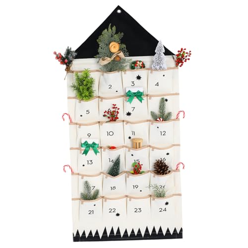 HEALSOPTHY Weihnachtlicher Adventskalender zum Aufhängen Hängende Aufbewahrungstasche Tür Wand Organizer für Kinderzimmer Schlafzimmer Countdown Kalender Geschenkbeutel von HEALSOPTHY