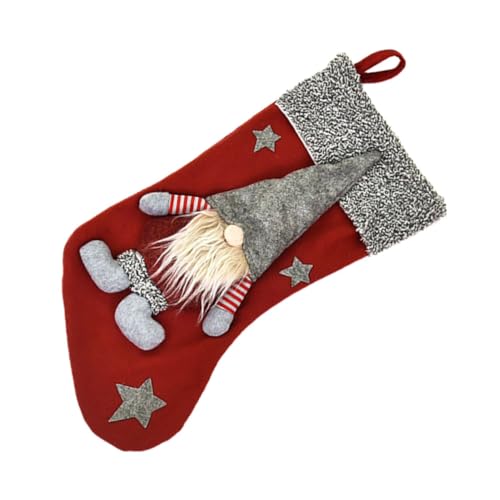 HEALSOPTHY Weihnachtssocken Geschenkbeutel Baumwolle mit Niedlicher Cartoon Puppe Große Öffnung Aufhängeband Dekorativ für Weihnachtsbaum Tür Kamin für Süßigkeiten und Kleine von HEALSOPTHY