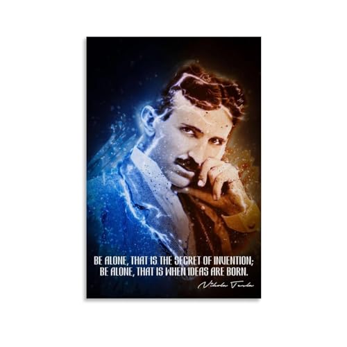 Wandposter mit Nikola Tesla, Geschenk für Freunde, Schlafzimmer, Wohnzimmer, Dekoration, modernes ästhetisches Poster, dekorative Malerei, Leinwand, Wandposter und Kunstdruck, moderne von HEARSO