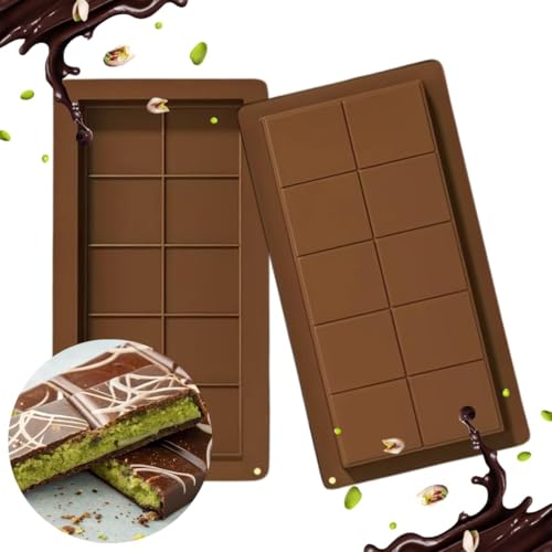 Schokoladenformen für Dubai-Schokolade 2x Tief Silikon Backform Set für 2x200g Ideal für DIY Schokoriegel, Kadayif, Pistazien & Pralinen Vegan Geschirrspülergeeignet Befüllen von HEART FOR CARDS