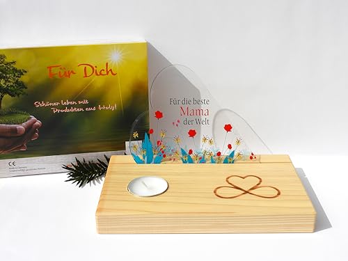 Geschenk FÜR Mama – Acrylschild mit Spruch & Teelichthalter aus Holz – Inkl. Teelicht & Dankeskarte – Hochwertige Geschenkverpackung – Geburtstag, Weihnachten, Muttertag & als Dankeschön von HEART & SOUL LENORMAND