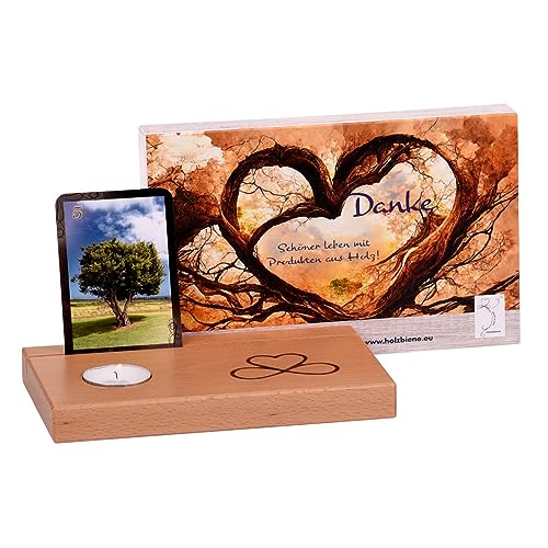 HEART & SOUL LENORMAND Kartenhalter Holz | Fotohalter, Bildhalter, Tarotkartenhalter [HANDGEMACHT] Buche,Geschenkverpackung und Kerze von HEART & SOUL LENORMAND