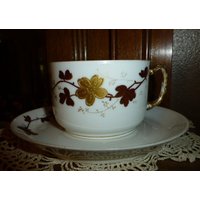 Antike Limoges France Tasse Und Untertasse Handgemaltes Gold Blumenmuster von HEARTFELTFAVORITES